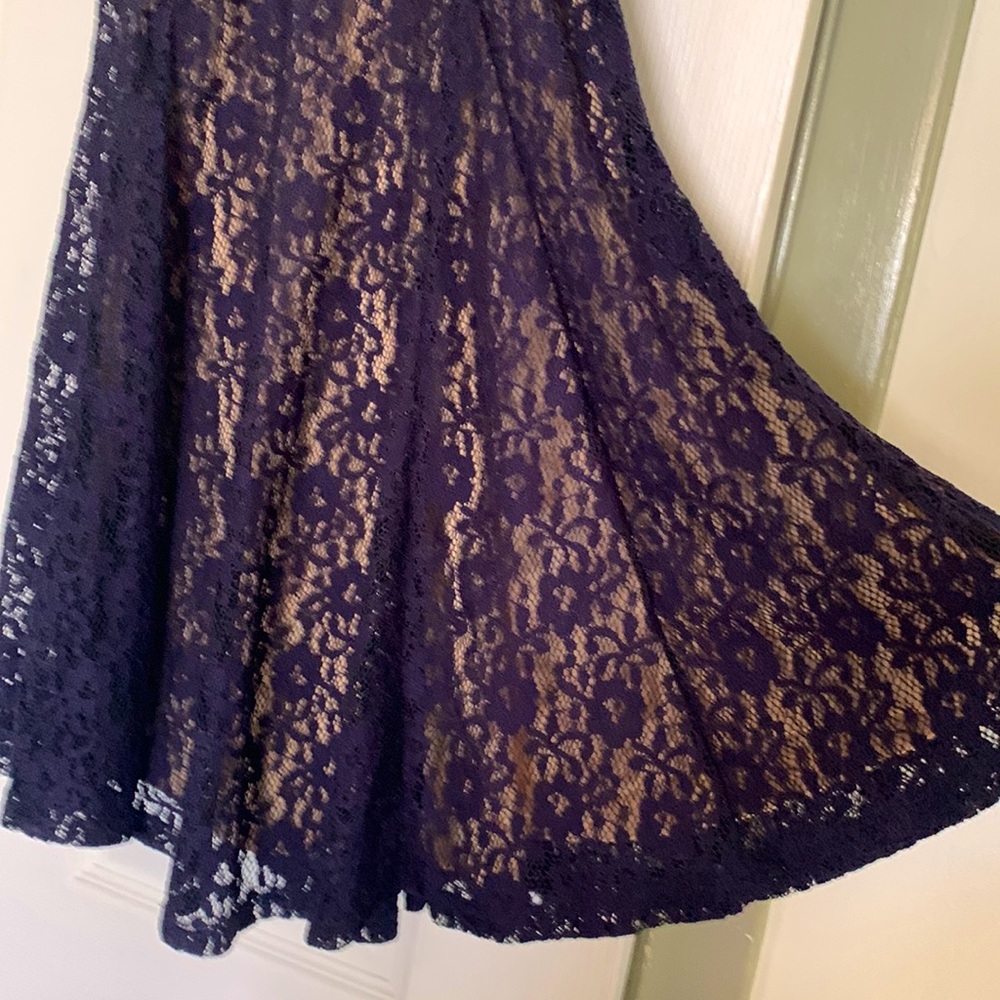 Purple Lace Dress with Nude Slip